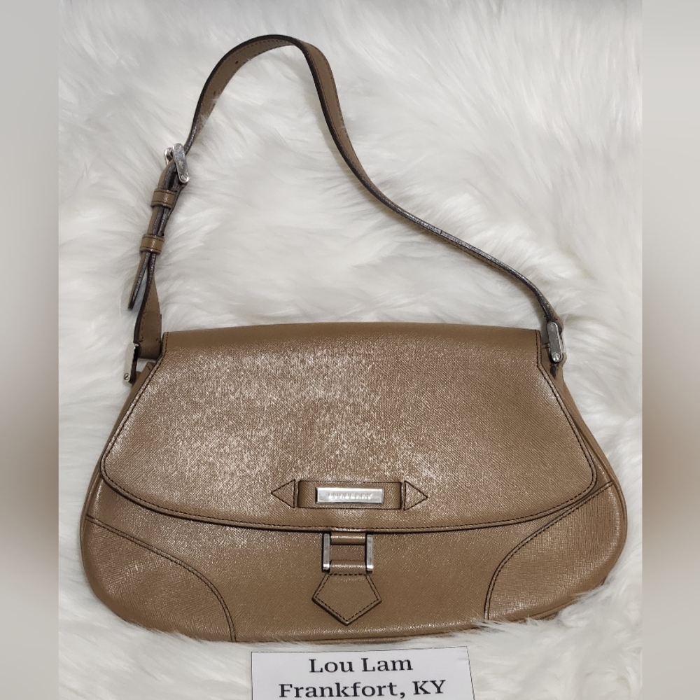 burberry vintage brown shoulder bag leather women